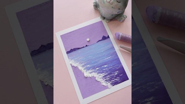 Oil pastel drawing - purple ocean #oilpastel #creativeart #easydrawing #painting #art Oil pastel drawing - purple ocean #oilpastel #creativeart #easydrawing #painting #art