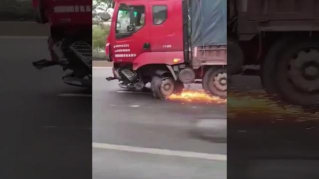 Truck with broken front wheel Truck with broken front wheel