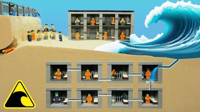 Prison hit by tsunami - lego dam breach experiment Prison hit by tsunami - lego dam breach experiment
