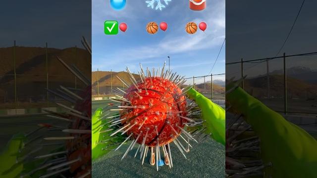Catching the ball| gloves with nails ball & balloons #shorts Catching the ball| gloves with nails ball & balloons #shorts