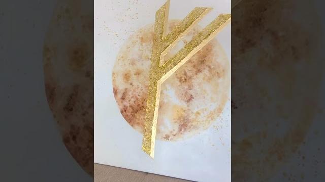 Runic moon painting with gold leaf and genuine crystalwatercolour paint — freya’s rune fehu Runic moon painting with gold leaf and genuine crystalwatercolour paint — freya’s rune fehu