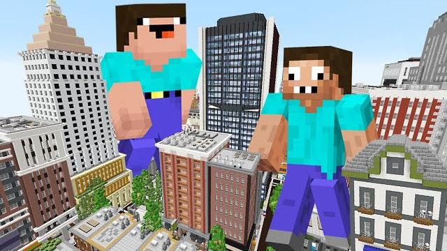 Гиганты нуб и про разрушают город в майнкрафт ! нубик и троллинг ловушка minecraft дак плей Гиганты нуб и про разрушают город в майнкрафт ! нубик и троллинг ловушка minecraft дак плей