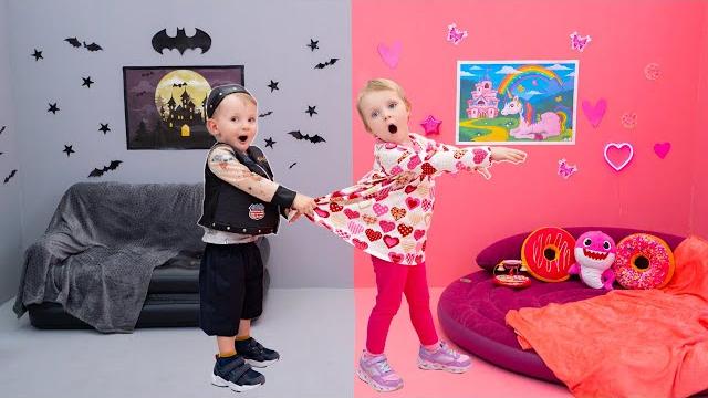 Five kids pink vs black challenge + more children's songs and videos Five kids pink vs black challenge + more children's songs and videos