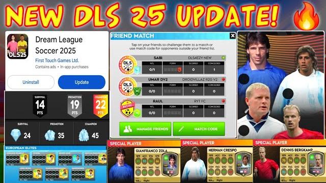 Dls 25 new update | amazing features + special players! & friend match | dream league soccer 2025 Dls 25 new update | amazing features + special players! & friend match | dream league soccer 2025