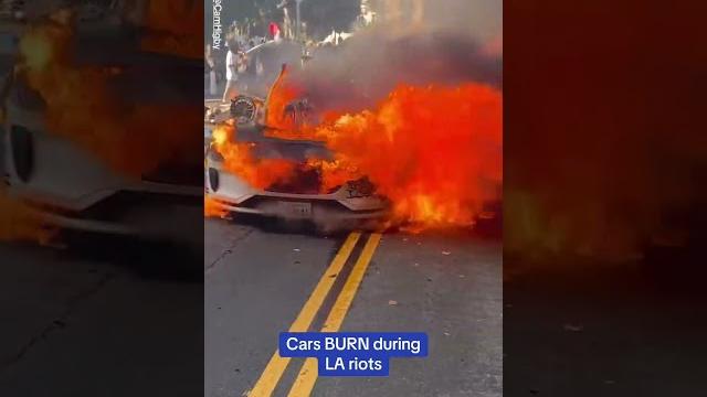 Cars burn during la riots Cars burn during la riots