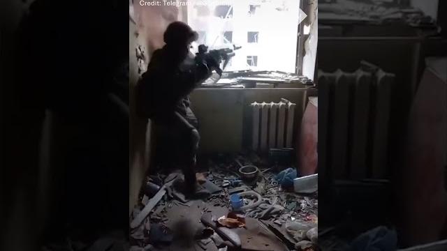 Ukrainian soldier narrowly avoids flying bullet Ukrainian soldier narrowly avoids flying bullet