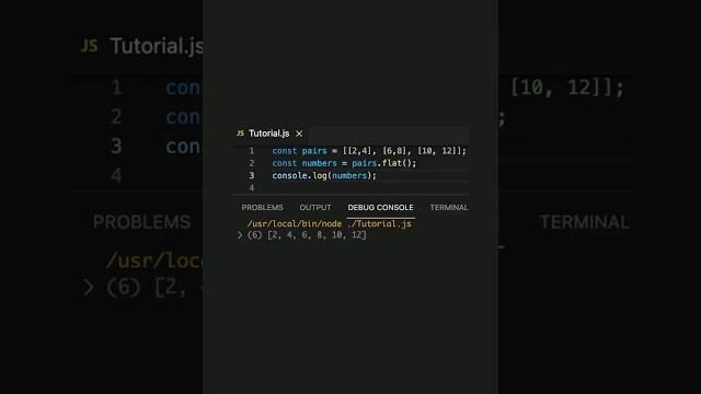 Javascript flat() array method: more info in description #coding #javascript #shorts #tutorial Javascript flat() array method: more info in description #coding #javascript #shorts #tutorial