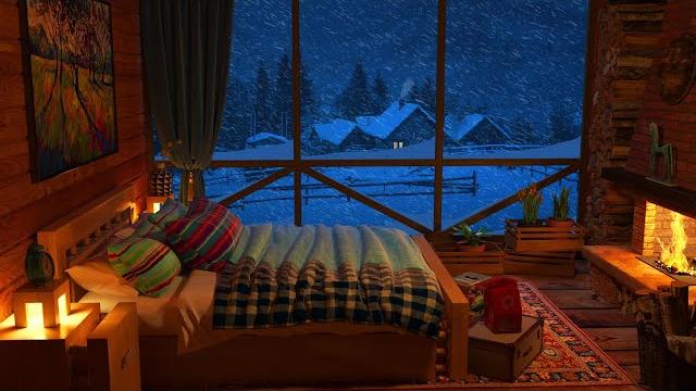 Deep sleep with blizzard and fireplace sounds | cozy winter ambience, snow storm and wind sound Deep sleep with blizzard and fireplace sounds | cozy winter ambience, snow storm and wind sound
