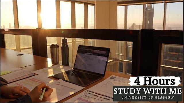 4 hour study with me at the library | university of glasgow|background noise, 10 min break, no music 4 hour study with me at the library | university of glasgow|background noise, 10 min break, no music
