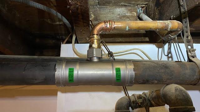 Steam pipe leak repair with viega mega press Steam pipe leak repair with viega mega press