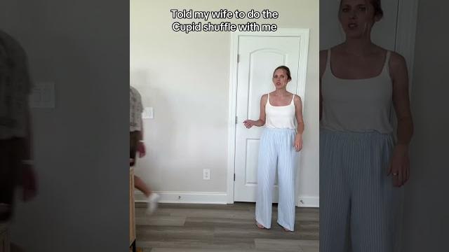 Wife's reaction to my new cupid shuffle moves Wife's reaction to my new cupid shuffle moves