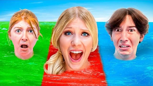 One colored slime pool challenge!! One colored slime pool challenge!!