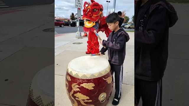 Chinese lion dance drumming Chinese lion dance drumming