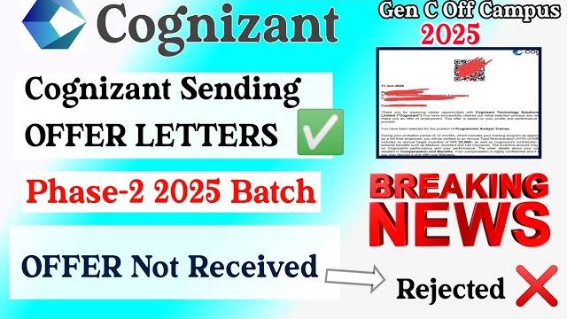 Cognizant sending offer letters to phase 2 ,2025 batch | how to accept cognizant offer letter Cognizant sending offer letters to phase 2 ,2025 batch | how to accept cognizant offer letter