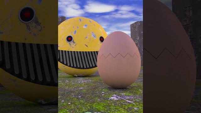 Robot pacman vs egg #shorts Robot pacman vs egg #shorts