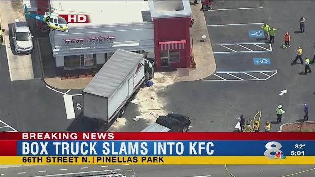Box truck slams into kfc Box truck slams into kfc