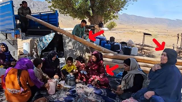 Family's gathering to build a wooden roof Family's gathering to build a wooden roof