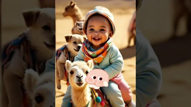 Cute baby riding on baby camel ,kitten , puppy dancing and jumping#shorts #cute #baby #dance #kitten Cute baby riding on baby camel ,kitten , puppy dancing and jumping#shorts #cute #baby #dance #kitten