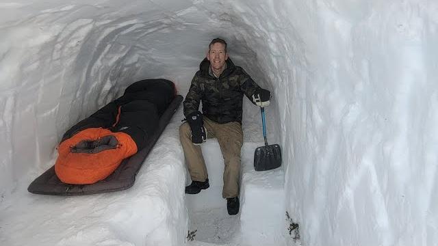 Camping in alaska's deepest snow with a dugout survival shelter Camping in alaska's deepest snow with a dugout survival shelter