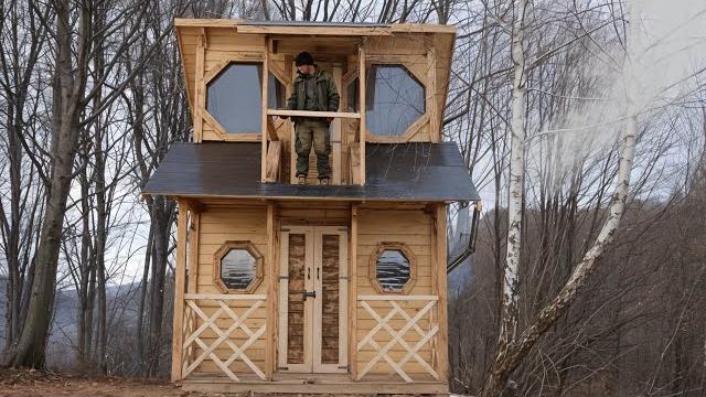 Man built a house far in the mountains in 60 days Man built a house far in the mountains in 60 days