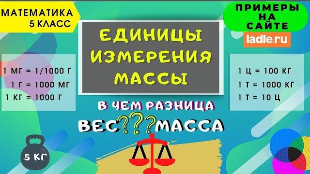 Единицы измерения массы. как грамм перевести в килограмм. масса, вес, их разница. математика 5 класс Единицы измерения массы. как грамм перевести в килограмм. масса, вес, их разница. математика 5 класс