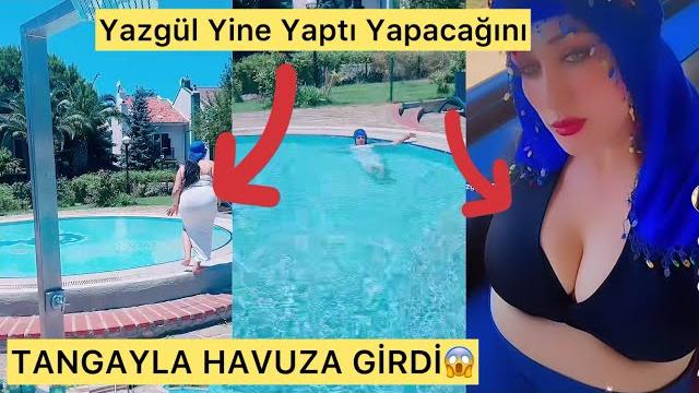 Yazgül havuza tangayla girdi.ortalık karıştı Yazgül havuza tangayla girdi.ortalık karıştı