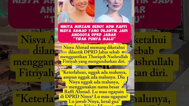 Nikita mirzani sebut adik raffi ahmad tidak punya malu #nikitamirzani #raffiahmad #nisyaahmad Nikita mirzani sebut adik raffi ahmad tidak punya malu #nikitamirzani #raffiahmad #nisyaahmad