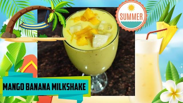 Mango banana milkshake || summer milkshake || homemade || easy || without ice cream || slice & bite Mango banana milkshake || summer milkshake || homemade || easy || without ice cream || slice & bite
