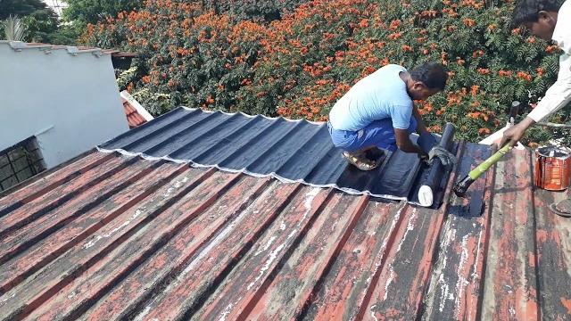 Bituminous sheets laying in terrace for water proofing Bituminous sheets laying in terrace for water proofing