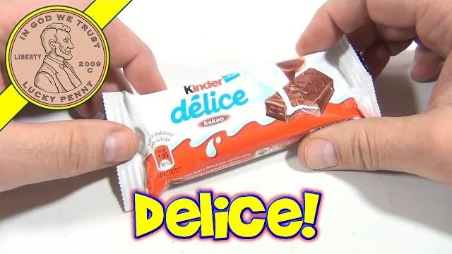 Kinder delice kakao ferrero candy tasting - made in poland sponge cake with cocoa filling Kinder delice kakao ferrero candy tasting - made in poland sponge cake with cocoa filling