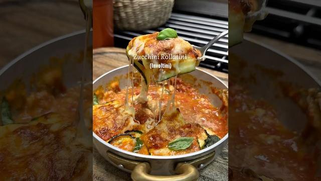 Three cheese zucchini rollatini (involtini) #shorts Three cheese zucchini rollatini (involtini) #shorts