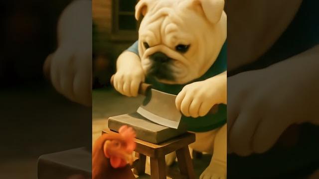 Chubby bulldog steals a chicken and cooks dinner—with his sister! #funnyanime #bulldog #shorts Chubby bulldog steals a chicken and cooks dinner—with his sister! #funnyanime #bulldog #shorts