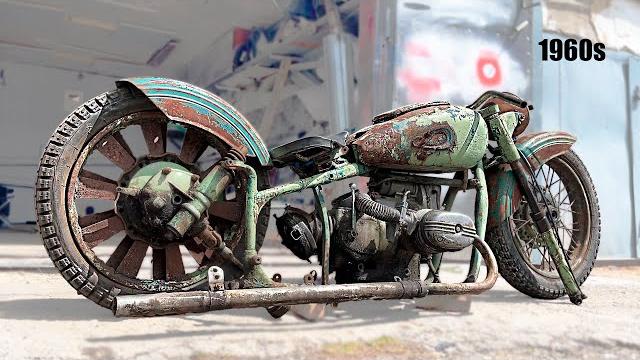 Restoration heavy soviet chopper 1960s - old abandoned 650cc opposite motorcycle | 4-stroke engine Restoration heavy soviet chopper 1960s - old abandoned 650cc opposite motorcycle | 4-stroke engine