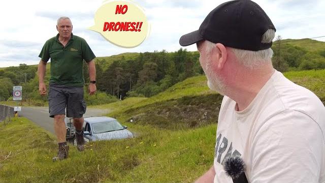Ranger tries to stop me flying my drone over loch doon Ranger tries to stop me flying my drone over loch doon