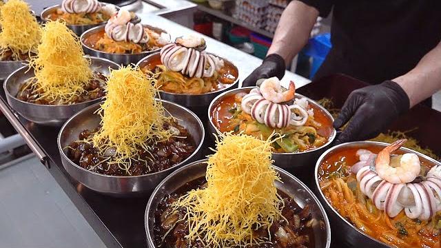 산더미짜장 making amazing style noodle dishes (jajangmyeon, jjamppong) - korean street food 산더미짜장 making amazing style noodle dishes (jajangmyeon, jjamppong) - korean street food