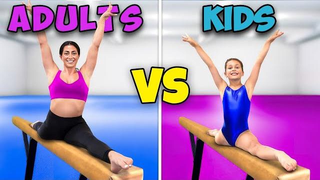 Kids vs adults gymnastics challenge! Kids vs adults gymnastics challenge!