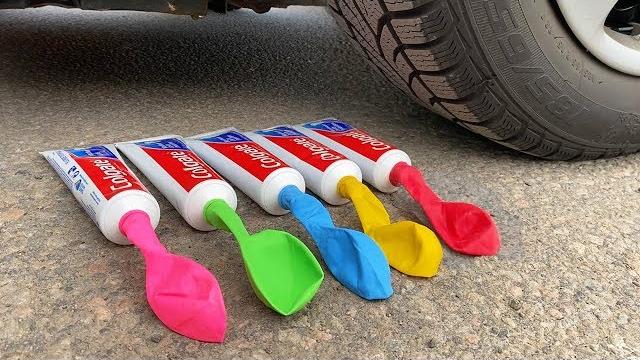 Crushing crunchy & soft things by car! experiment: car vs coca cola, fanta, mirinda balloons Crushing crunchy & soft things by car! experiment: car vs coca cola, fanta, mirinda balloons