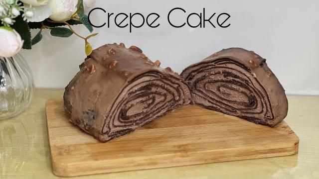 Chocolate crepe roll cake Chocolate crepe roll cake