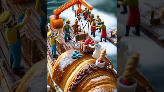 Tiny dock workers unload berries from a giant croissant ship!#aifood #ai #food #aifoodshorts #viral Tiny dock workers unload berries from a giant croissant ship!#aifood #ai #food #aifoodshorts #viral