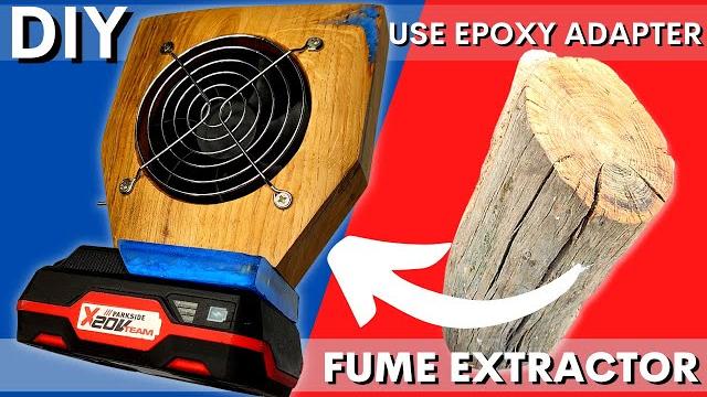 Parkside x20v team battery, make a fume extractor. use an oak log and an epoxy resin adapter. Parkside x20v team battery, make a fume extractor. use an oak log and an epoxy resin adapter.
