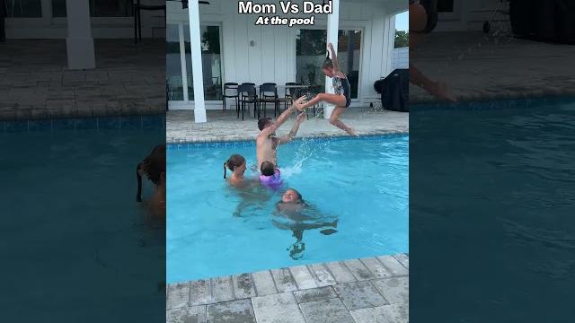 Mom vs dad pool side #shorts Mom vs dad pool side #shorts