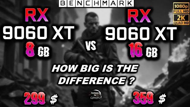 Rx 9060 xt 8gb vs rx 9060 xt 16gb / test / 1080p - 1440p / in 8 games / ryzen 7 9800x3d Rx 9060 xt 8gb vs rx 9060 xt 16gb / test / 1080p - 1440p / in 8 games / ryzen 7 9800x3d