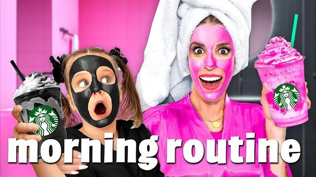 Black vs pink morning routine with daughter Black vs pink morning routine with daughter