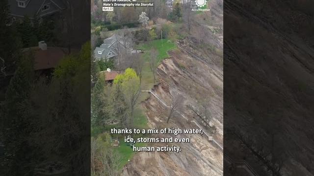 Drone: massive erosion on lake michigan shore Drone: massive erosion on lake michigan shore