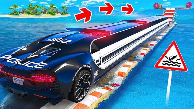 Проехал водные кочки на гигантском самом длинном полицейском лимузине bugatti chiron в гта 5 Проехал водные кочки на гигантском самом длинном полицейском лимузине bugatti chiron в гта 5