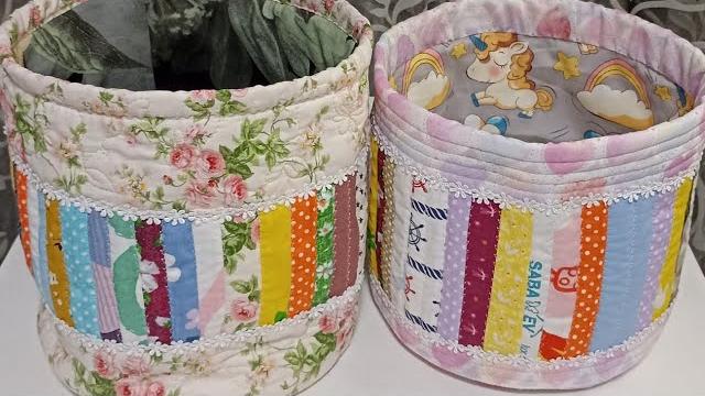 Текстильная корзинка из ткани Текстильная корзинка из ткани