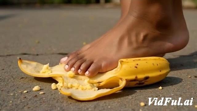 Giantess feet crush banana Giantess feet crush banana