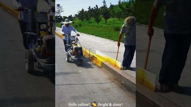This curb painting robot is my new favorite thing! so smooth! #oddlysatisfying #roadpainting This curb painting robot is my new favorite thing! so smooth! #oddlysatisfying #roadpainting