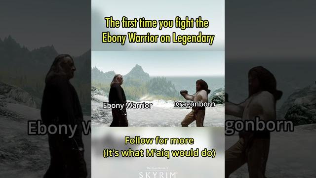 The first time you fight the ebony warrior on legendary! #gamingmemes#skyrim #skyrimmeme The first time you fight the ebony warrior on legendary! #gamingmemes#skyrim #skyrimmeme