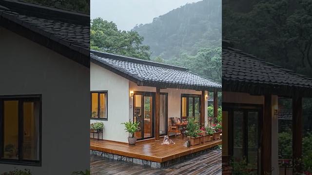 Peaceful house with rain, dog and flowers #shorts Peaceful house with rain, dog and flowers #shorts